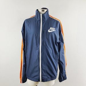 Nike Sportswear Mens Blue Orange Activewear Full Zip Windbreaker Jacket Size L